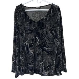 Vintage Susan Lawrance velvet burnout shirt whimsigoth fairy goth Y2K holiday XL